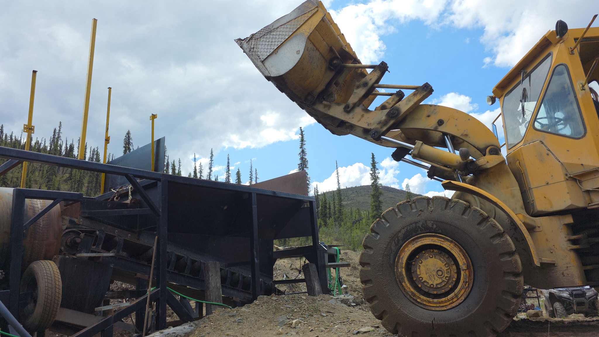 Crew member working directly at the sluice.